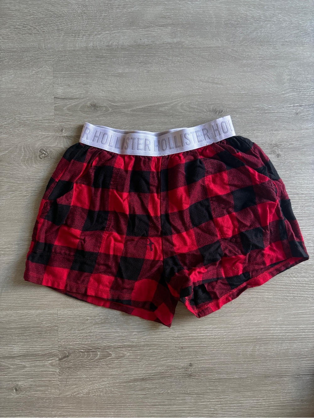 Hollister Red and Black Buffalo Plaid Athletic Lounge Shorts